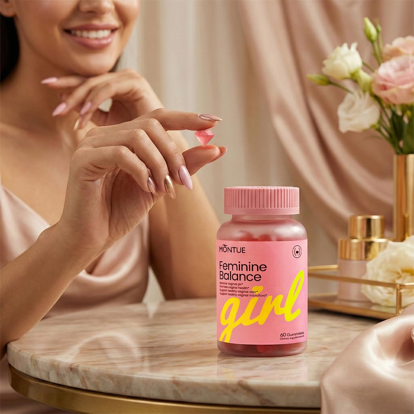 Premium Feminine Balance Gummies – Pineapple Flavor, pH & Immune Support, Vegan, Non-GMO, 30 Count