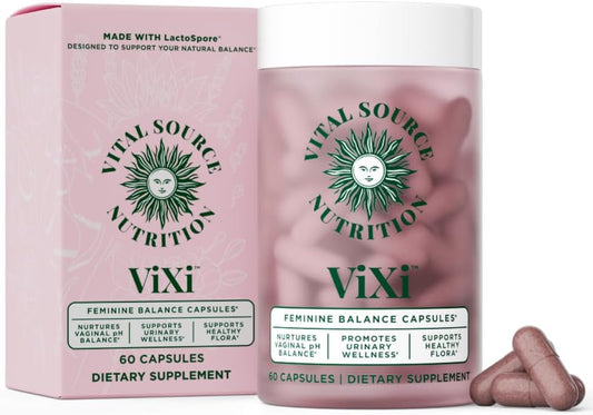 Vital Source ViXi Feminine Balance Capsules – pH & Vaginal Support with LactoSpore, Cranberry & Pineapple, Urinary & Flora Health, 30 Servings