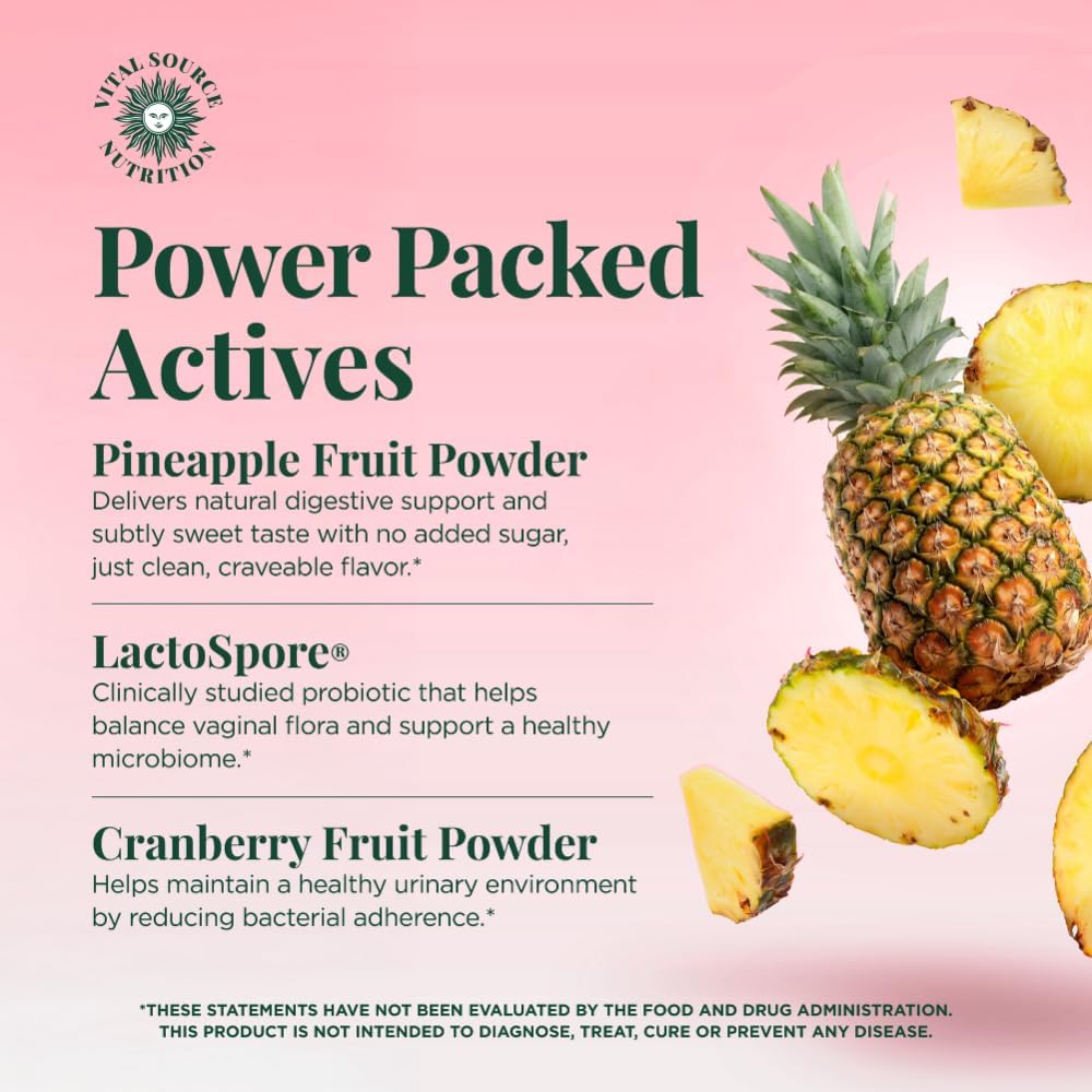 Vital Source ViXi Feminine Balance Capsules – pH & Vaginal Support with LactoSpore, Cranberry & Pineapple, Urinary & Flora Health, 30 Servings