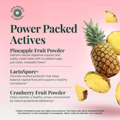 Vital Source ViXi Feminine Balance Capsules – pH & Vaginal Support with LactoSpore, Cranberry & Pineapple, Urinary & Flora Health, 30 Servings