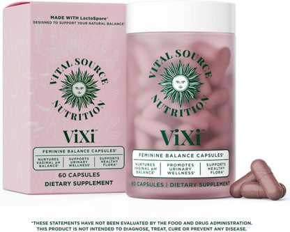 Vital Source ViXi Feminine Balance Capsules – pH & Vaginal Support with LactoSpore, Cranberry & Pineapple, Urinary & Flora Health, 30 Servings