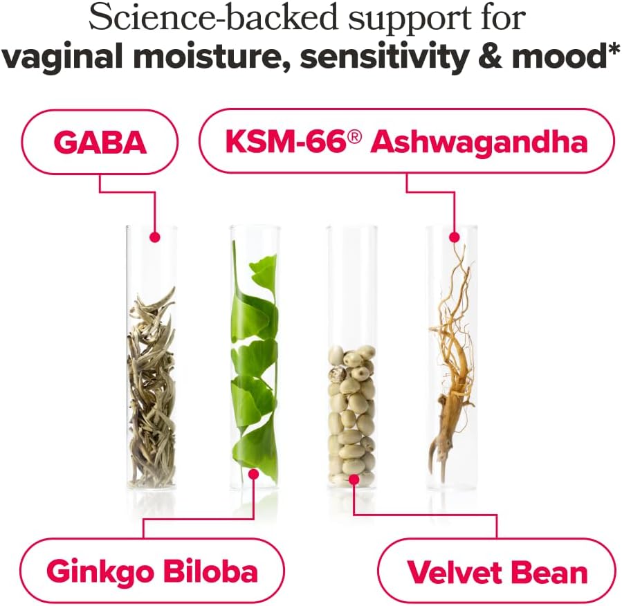 O Positiv URO Vaginal Moisture & Mood – Relaxation Support with Ashwagandha, Ginkgo & GABA, 30 Servings