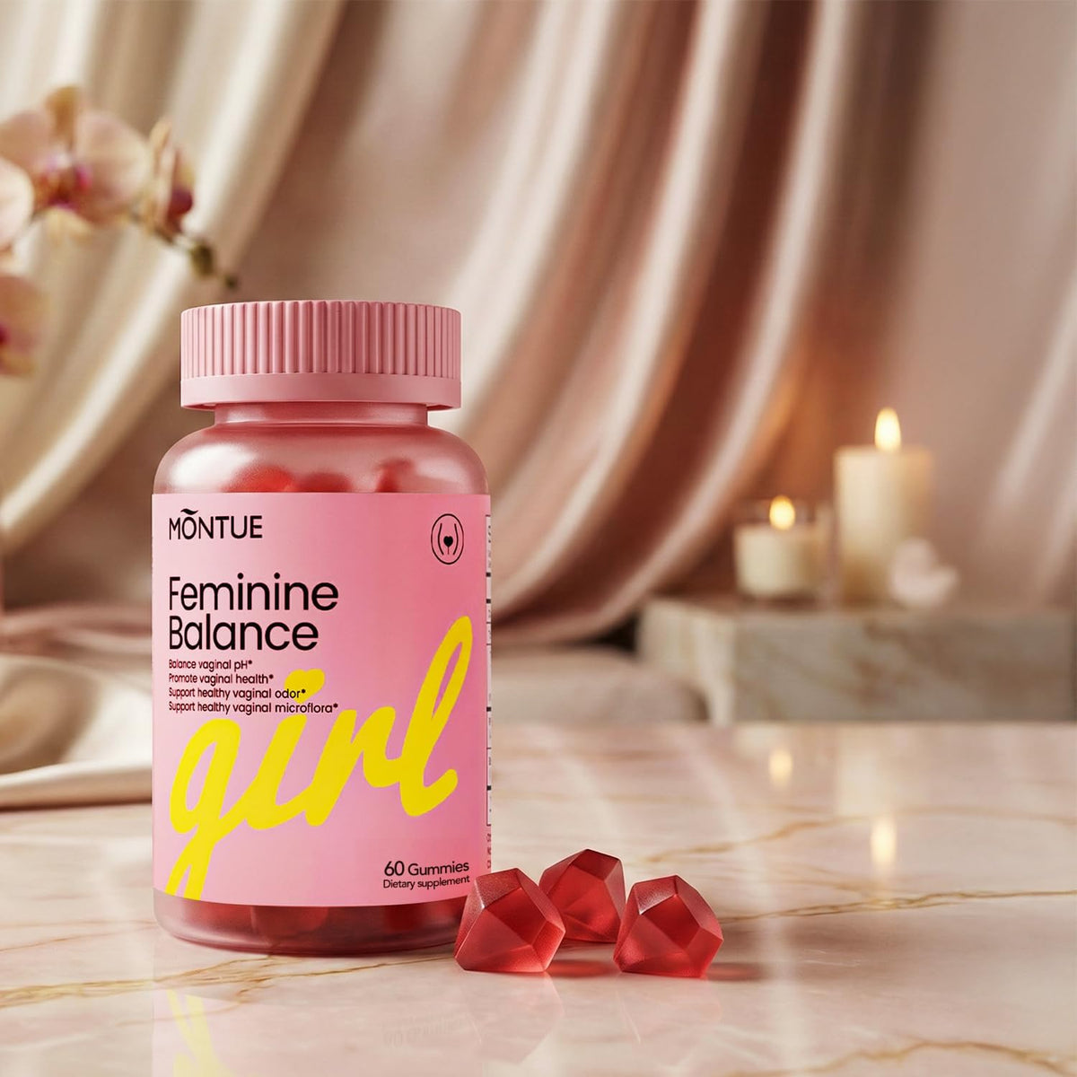 Premium Feminine Balance Gummies – Pineapple Flavor, pH & Immune Support, Vegan, Non-GMO, 30 Count