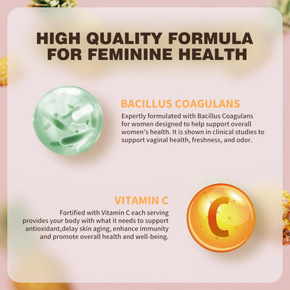 Feminine Balance Gummies – Pineapple Flavor, pH & Immune Support, Vegan & Gluten-Free, 60 Gummies (30 Servings), BPA-Free Bottle