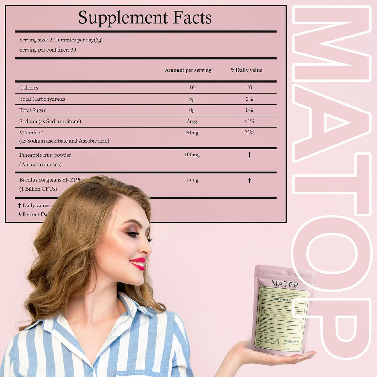 MATOP Feminine Balance Gummies – Pineapple Flavor, pH Support & Vaginal Probiotic, 60 Count