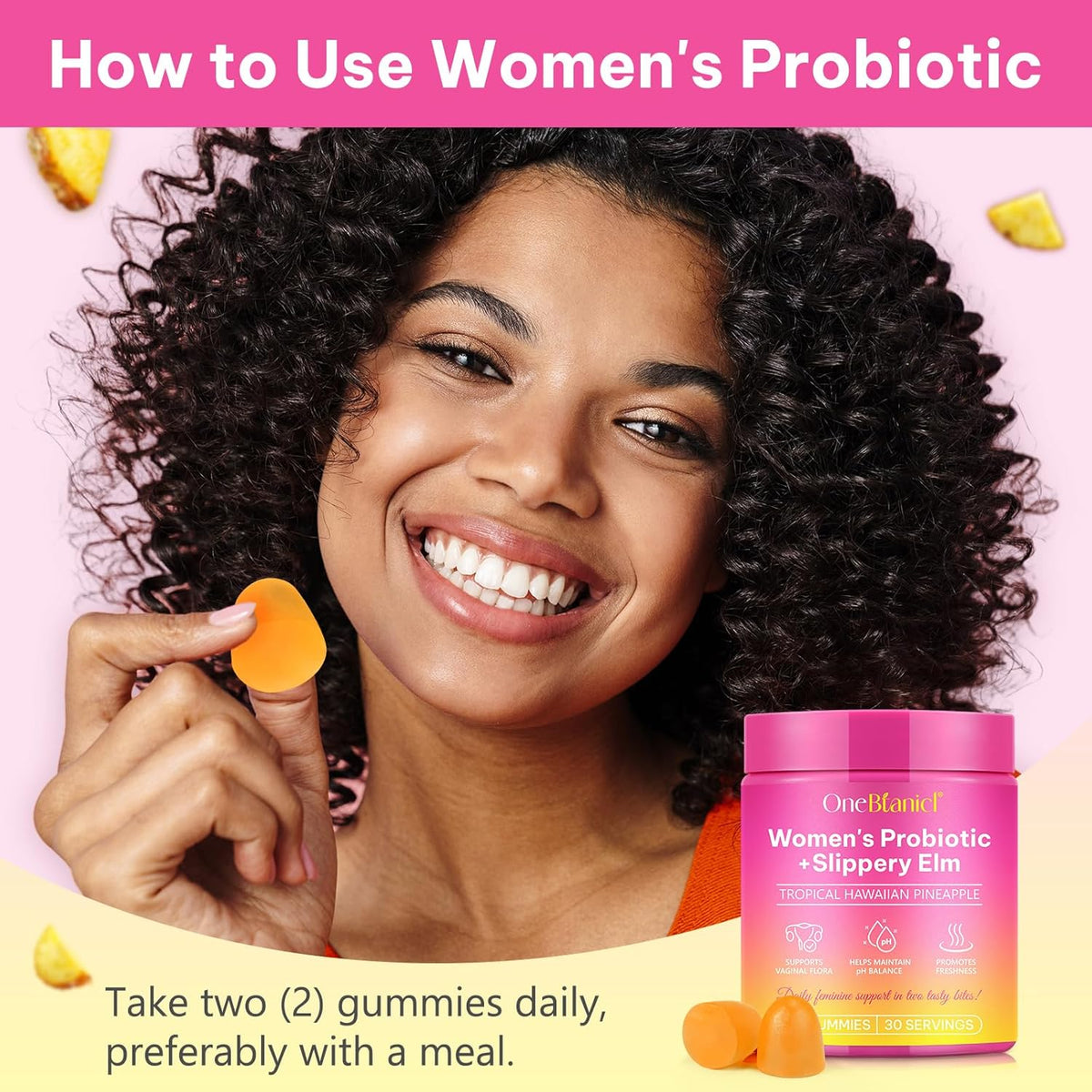 Feminine Probiotic Gummies – pH Balance, Vaginal Health & Immune Support, Pineapple Flavor, 60 Count